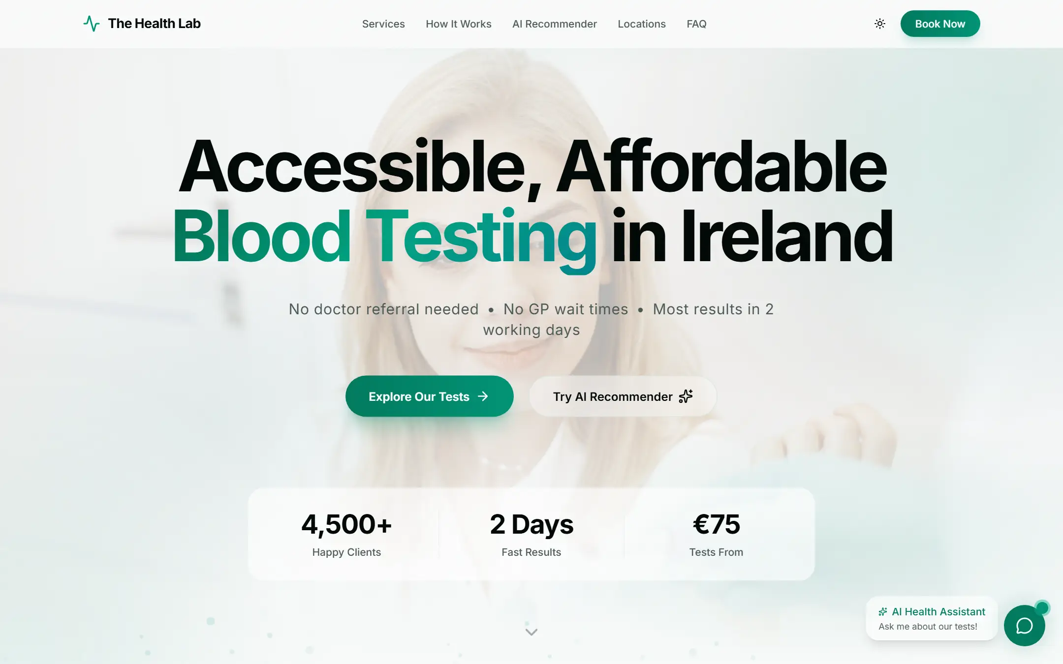 The The Health Lab website, built by Hyrozen
