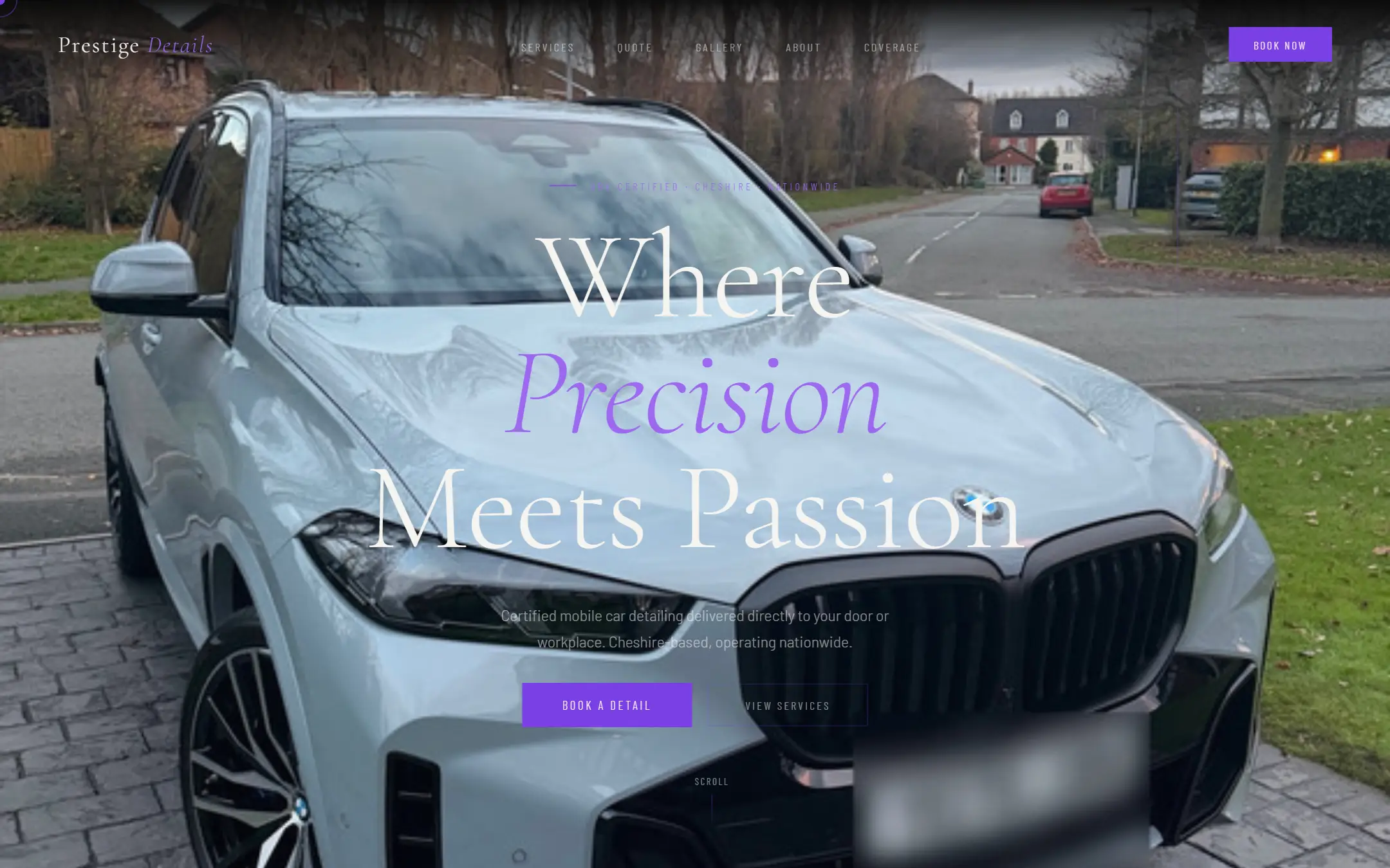 The Prestige Details website, built by Hyrozen