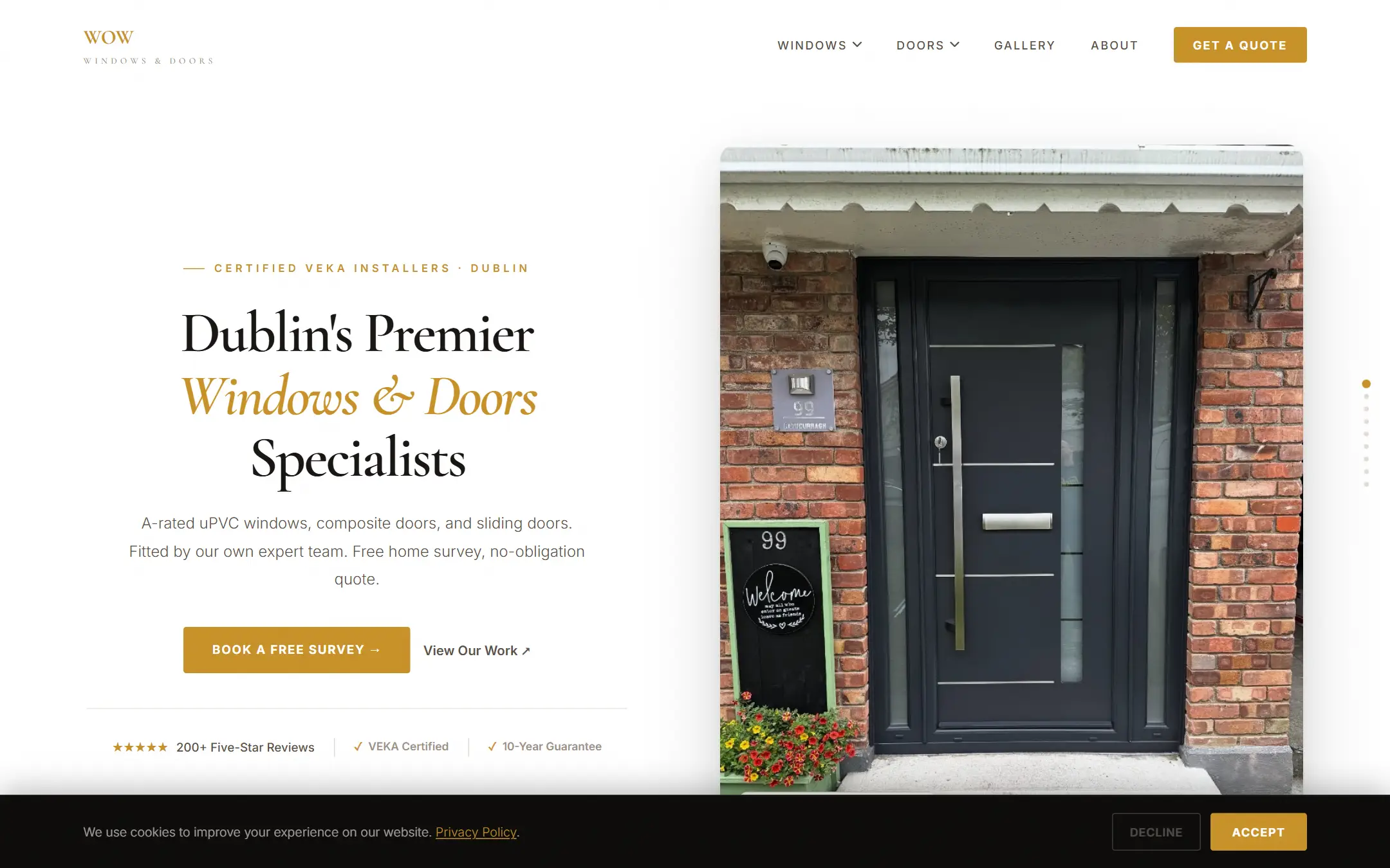 The WOW Windows & Doors website, built by Hyrozen