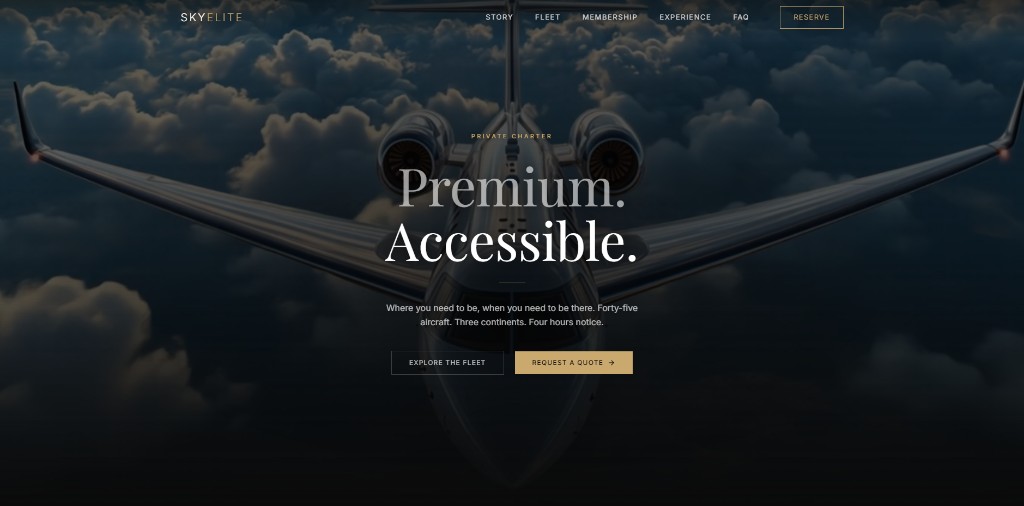 Jet Concept private jet charter website shown on desktop