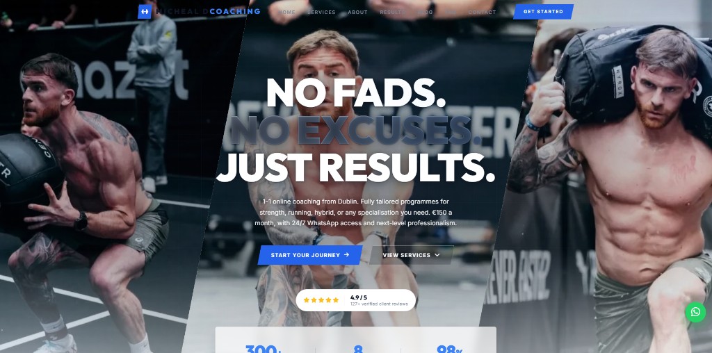 Micheal D Coaching online personal training website shown on desktop